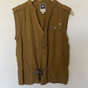 G-Star Khaki Buttoned Tank Top